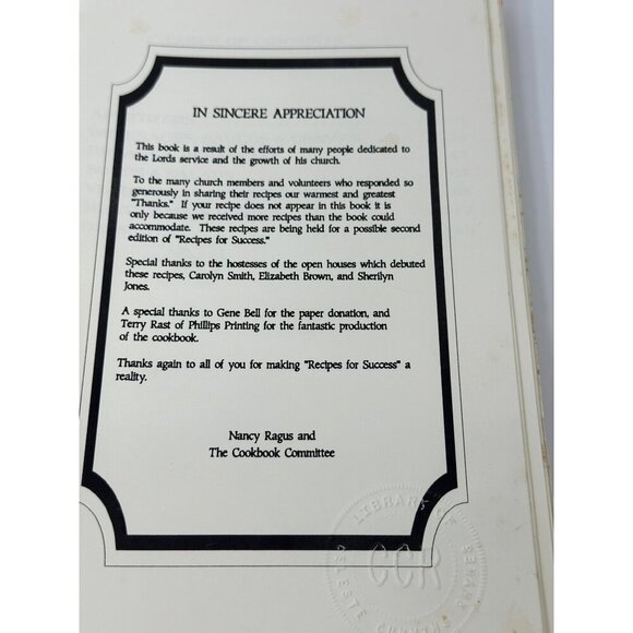 Castlewoods Baptist Church Recipes For Success Cookbook Mississippi Vintage - Picture 2 of 10